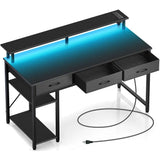 With Power Socket and LED Light Gaming Desk Organizer