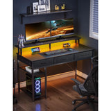 With Power Socket and LED Light Gaming Desk Organizer