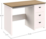 Home Traditional Desk with Attached 3-Drawer File Cabinet