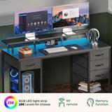 55 Inch Computer Desk With 4 Drawers Gaming Table